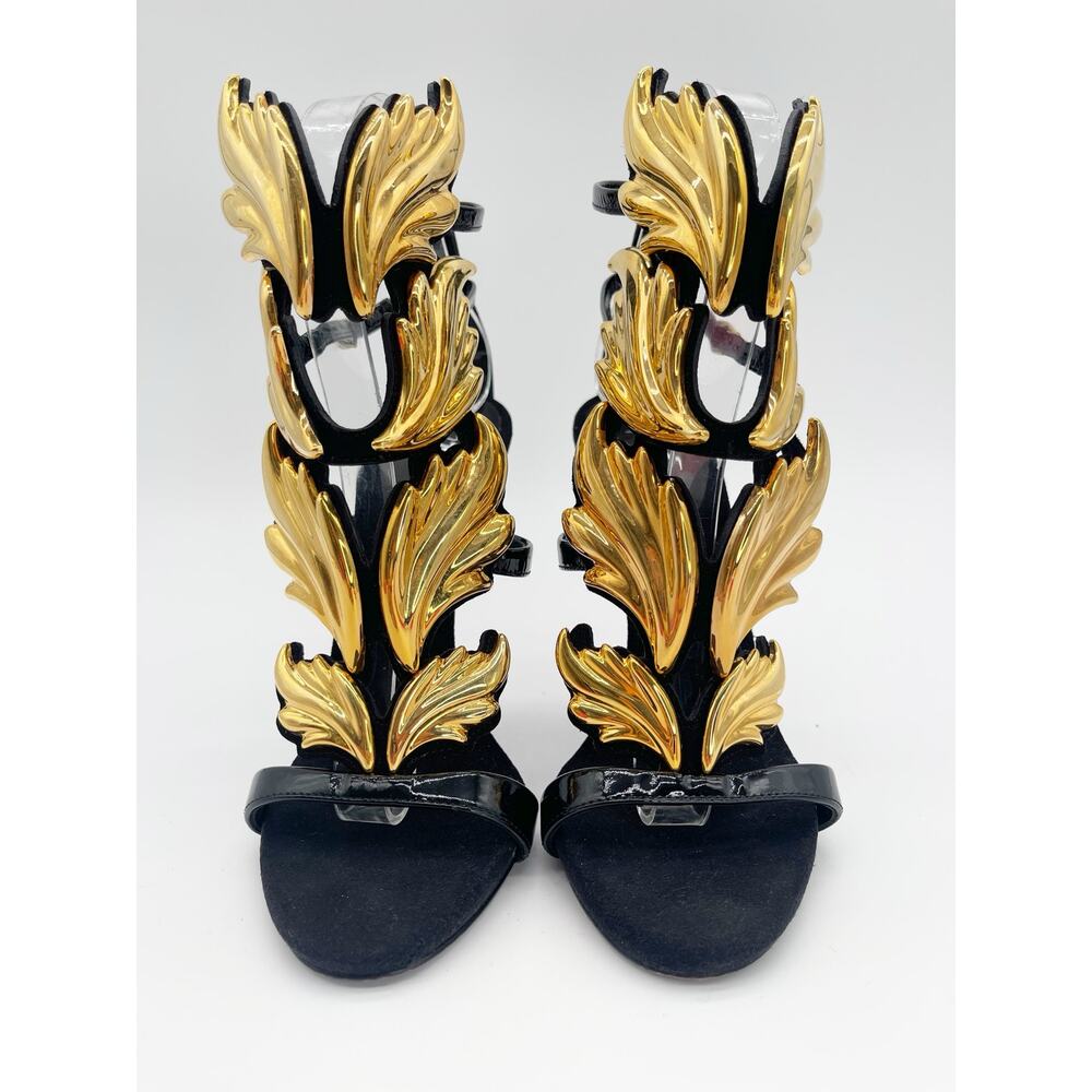 Giuseppe Zanotti Rare Cruel Summer Coline Black Gold Wing Stiletto Sandals IT 36 - Picture 6 of 12